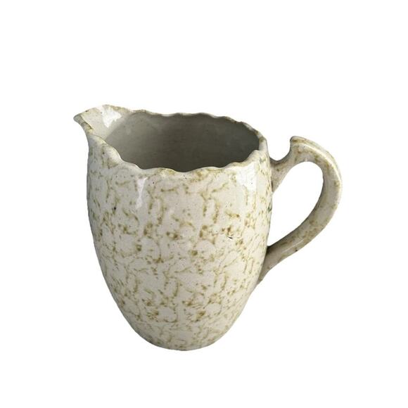 Vintage Stoneware 7” Pitcher Cream Brown Morton ? Pottery Vase Home Decor - Picture 11 of 13